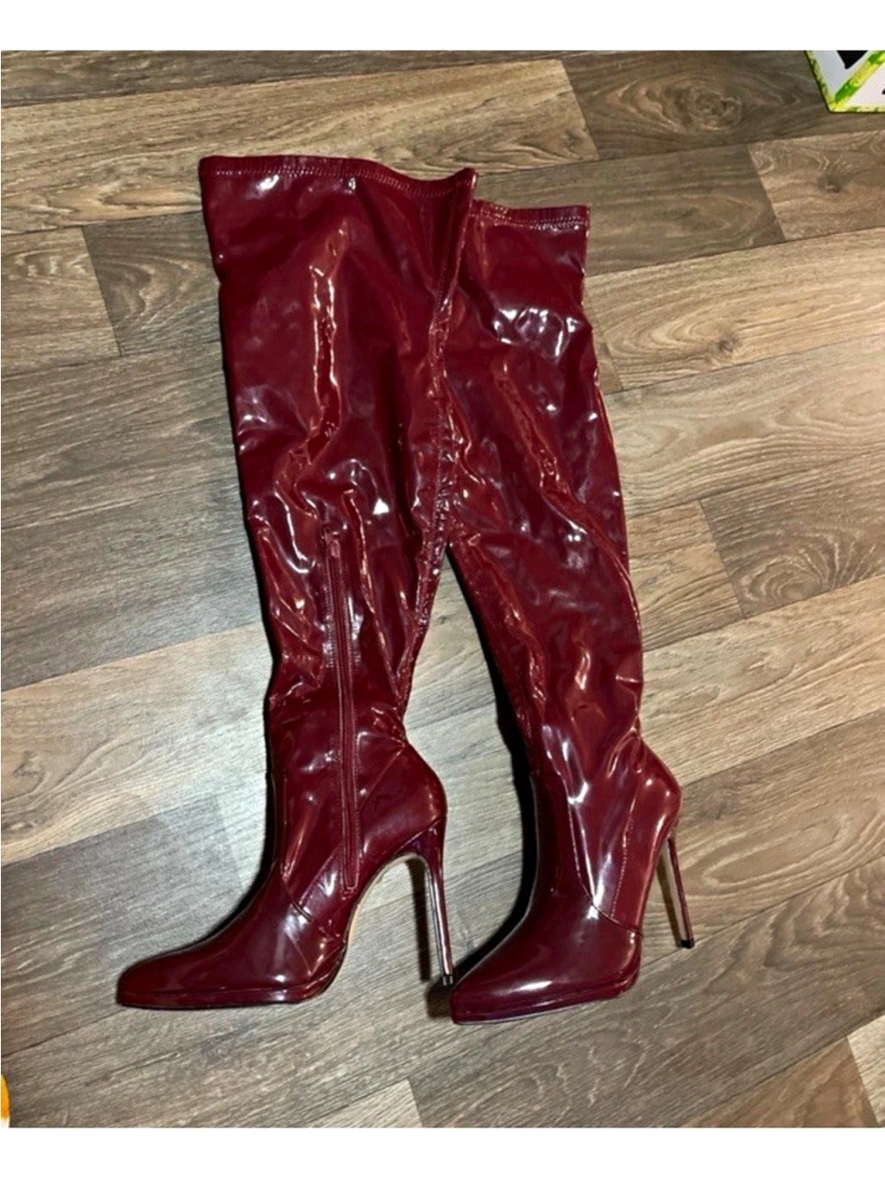 Shoe Dazzle Women’s High Heel Over-the-Knee Boots in Burgundy